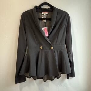 Andree by Unit Peplum Blazer Top Medium Black
